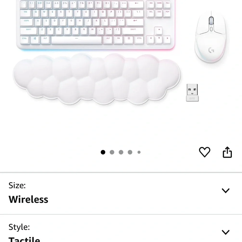 Bluetooth Logitech White Keyboard and Mouse with Blue Lighting
